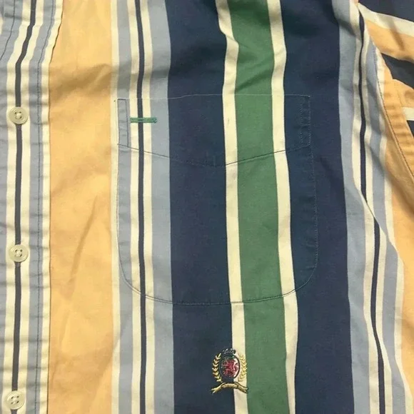 Vintage Tommy Hilfiger Striped  Button  Down Shirt Size Large - Picture 4 of 5